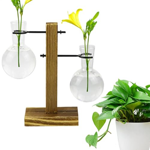 Sirseon Jarrones de esparcimiento para plantas, estación de propagación de agua, soporte para plantas de madera, soporte para flores de , recipiente hidropónico para