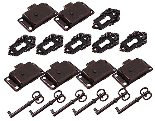 DOITOOL Serrures Anciennes Décoratives en 6Pcs avec Clé Serrures de Tiroir Vintage pour Meubles et Placards Boucle Antique pour Boîtes à Bijoux Taille Standard