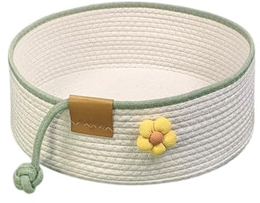 CAPASTEC Gewebtes Katzenbett, Cremeweiß, 1 Stück, 40cm, Faltbar | Baumwollseil, Atmungsaktiv, Krallenbeständig, Waschbar, Universal Für Katzen