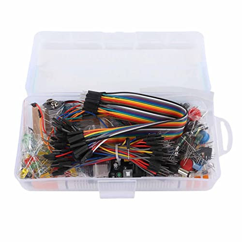 Electronics Component Fun Kit, Starter Assortment 830 Tie Points Breadboard Resistor Capacitor Diode Module with LEDs Control, Stable Structure, for R3 Development Boards, for
