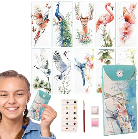 Lesezeichen für Frauen – 10 Aquarell-Lesezeichen zum Ausmalen | Ästhetische dekorative Lesezeichen für Studenten, Lehrer, Freunde, Leserinnen