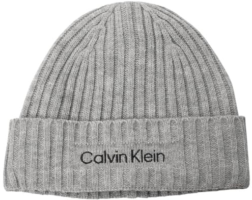 Calvin Klein Herren Boyland Strickmütze mit Fleecefutter - Silbermergel