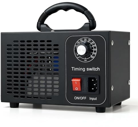 Ozongenerator,60000mg/Std Ozongerät mit Temperatur und Luftfeuchtigkeitsanzeige,Industrieller Ozonisator O3 mit 60Min Timer Ozongerät bis zu für Wohnung,Klima Desinfektion Reiniger Auto Generator