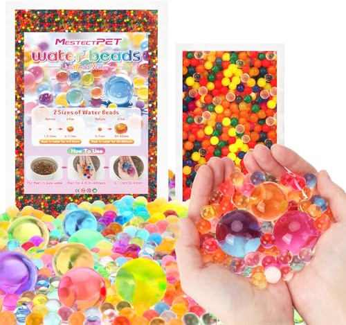 WasserPerlen Set 50000 Stücke &200 Stücke Groß Gelperlen Bunte,Wasserperlen für Pflanzen Ungiftig Wiederverwendbare, Water Beads für Pflanzen, Dekoration, Wasser Perlen (XXL)