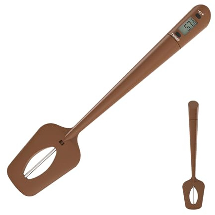 Silikon Bonbonspatel mit digitalem Thermometer - Präzises Küchentemperaturmessgerät | Hitzebeständiger Rührlöffel für Zucker, Schokolade, Fudge, Soße, Cr