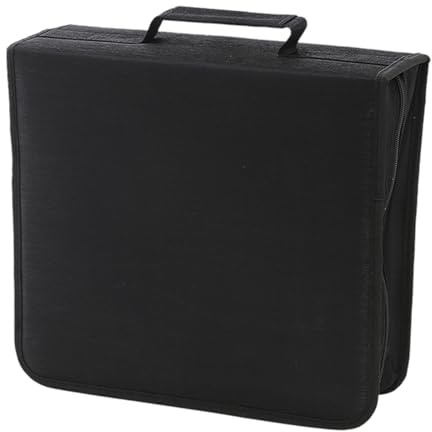 Grande capacité de rangement pour 256/384 disques, tissu non tissé, léger, portable, boîte de rangement pour livret, album, pochette de rangement, Noir , 256 pieces