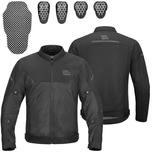 KEMIMOTO Motorrad Jacke Herren, mit CE-Protektoren, EVA-Rückenprotektor, Fahrradjacke Sommer Schutzjacke Atmungsaktivem Mesh, Bequem und Leicht, Alltag, Motorrad, Fahrradfahren, Outdoor-Aktivitäten