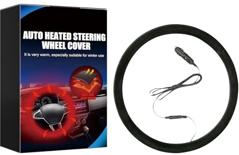 Lenkradbezug Warm Beheizbare 12V, Auto Lenkradheizung, Rutschfester Lenkradbezug Mit Akku, Handwärmender Lenkradschutz Für 12 V Fahrzeuge Schnell Erwärmender PKW, LKW, SUV