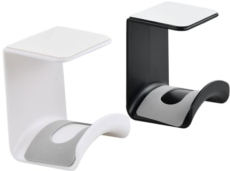 Aohyue 2 Pezzi Supporto da Parete per Cuffie Universale, Porta Cuffie Gaming per Cuffie, Gancio Autoadesivo per Cuffie, Adatto a Tutti I Tipi di Cuffie e Cuffie da Gioco, in Bianco e Nero
