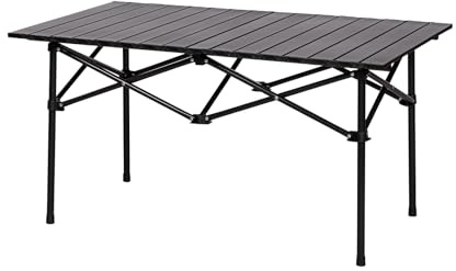 FURNITABLE Campingtisch klappbar, Gartentisch aus Eisen, Balkontisch Klapptisch Beistelltisch für Garten Terrasse Balkon, 119 x 55 x 49 cm, Schwarz