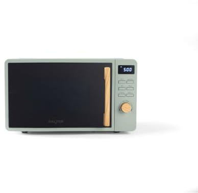 Salter Malmo Microwave Oven, 20 L, 800 W, Digital, Sage Green | 8 Cooking Presets, Defrost Function, LED Display With Clock, 60-Minute Timer, 27 Cm Glass Turntable, Easy-Clean Interior