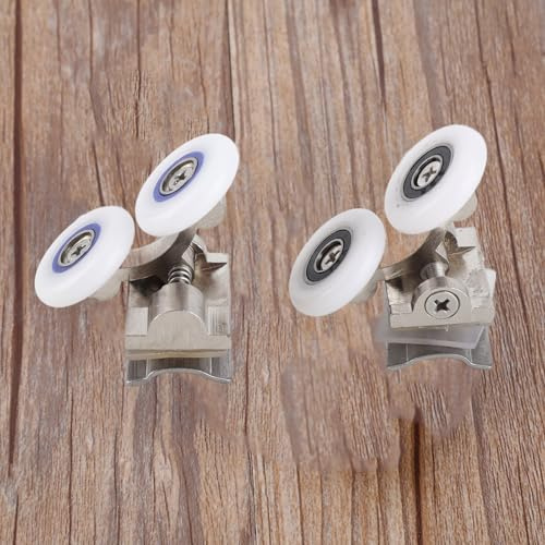 ZDETGU Rouleaux de Porte de Douche Double avec Roue, Roulements Silencieux en Alliage de Zinc pour le Remplacement des Portes en Verre de Cabine et d'enceinte