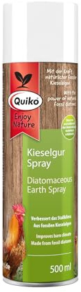Quiko Kieselgur Spray 500ml - Kieselgur für Hühner - Anti Milben - Verbessert das Stallklima - Kieselgur aus fossilen Kieselalgen - Für Hühnerstall, Nagerstall und Vogelzucht