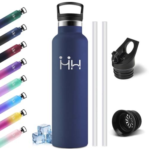 Botella térmica de 1000 ml, acero inoxidable 18/8, botella térmica para niños, sin BPA, doble pared al vacío, botellas térmicas con pajita, botellas para colegio, deporte