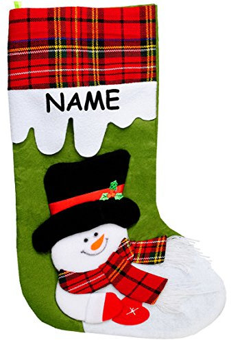 alles-meine.de GmbH 3 Stück XL - Weihnachtssocken & Filzstrümpfe - 3-D Effekt - Schneemann - incl. Name - 51 cm - Nikolausstiefel - Nikolausstrumpf/Weihnachtsstiefel - gr..