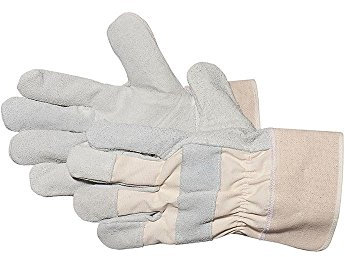 JAH Spaltleder-Handschuh mit Stulpe (grau/natur) – robust & abriebfest – für Bau, Werkstatt & Montage