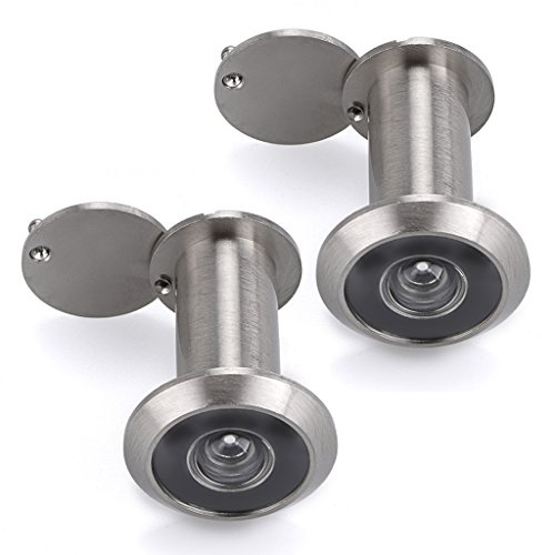 Sumnacon Safety Door Viewer,Solid Brass 220-degree Door Viewer/Peephole with Heavy Duty Rotating Privacy Cover for 1-3/8 to 2-1/6 Doors, Durable Door Viewer for Home Office Hotel (2 Pcs Silver)