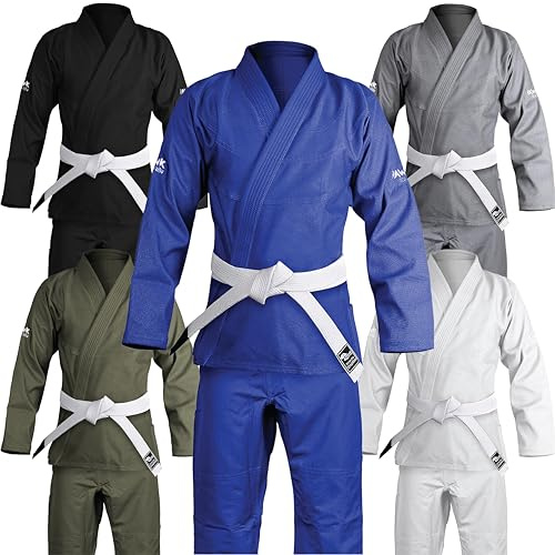 Brazilian Jiu Jitsu Gi BJJ Gi for Men & Women Uniform Kimonos Ultra Light, Preshrunk (Blue, A2)
