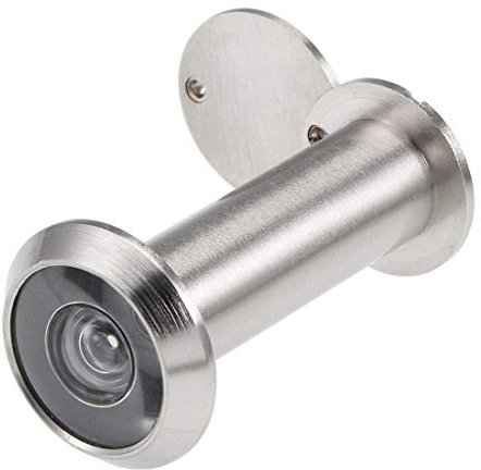 sourcing map Door Viewer, Solid Brass 220-degree Door Viewer Peephole with Cover for 2-1/4 to 3-1/2 Inch Thick Door, Brushed Satin Chrome Finish