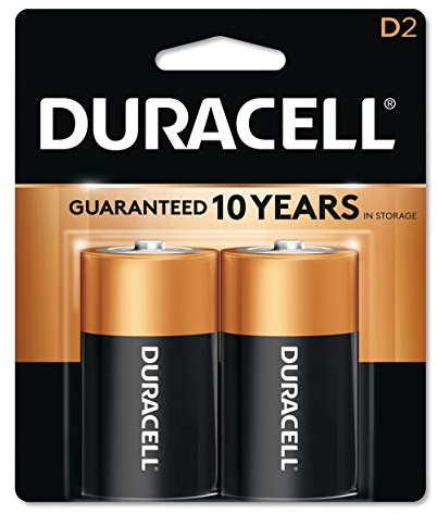 Duracell PGD MN1300B2Z Coppertop Retail Battery, Alkaline, D Size (Pack of 2)
