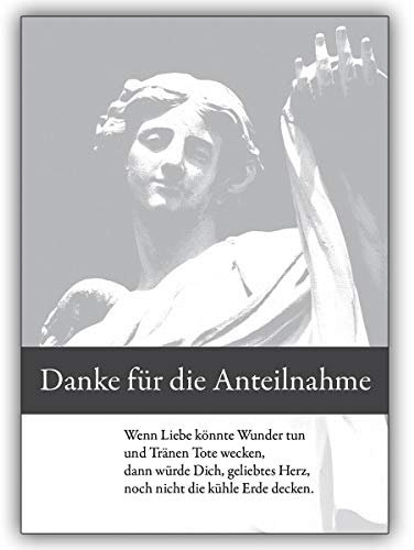 Kartenkaufrausch 4 Trauer Dankeskarten (4er Set): Trauer Dankeskarte mit Engel: Danke für die Anteilnahme - Wenn Liebe könnte. | Danksagungskarte Trauerkarte Set mit Umschlägen nach Beerdigung