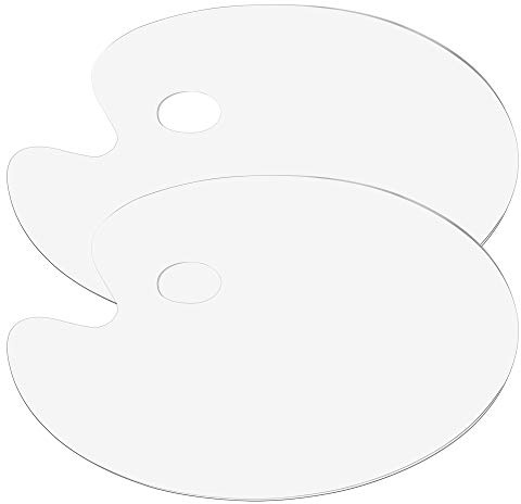 ISIYINER Acrylfarbpalette Transparent Oval Art Palette mit Daumenloch für DIY Basteln Malerei 30 × 20cm 2 Stücke