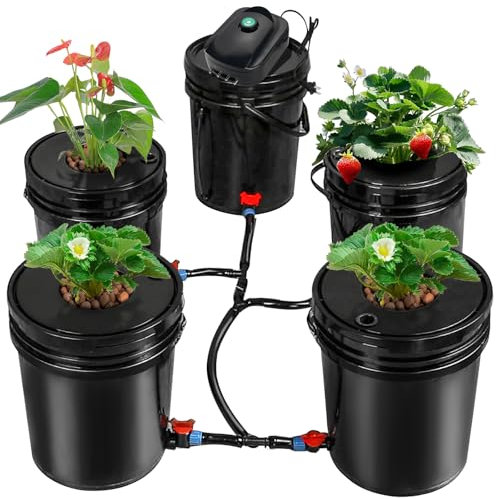 MAOPINER Seau hydroponique de culture d'eau profonde avec pompe à air, kit de culture hydroponique DWC pour intérieur de 5,28 gallons