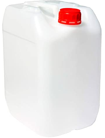 Tradineur - Garrafa de Plástico 10 Litros Apta para Uso Alimentario - Bidón Blanco Reutilizable para Agua y Líquidos, Resistente y Ligero