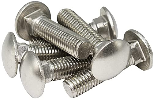 10PCS-SANTIE 1/2-in x 3-in Stainless Coarse Thread Interior/Exterior Carriage Bolt