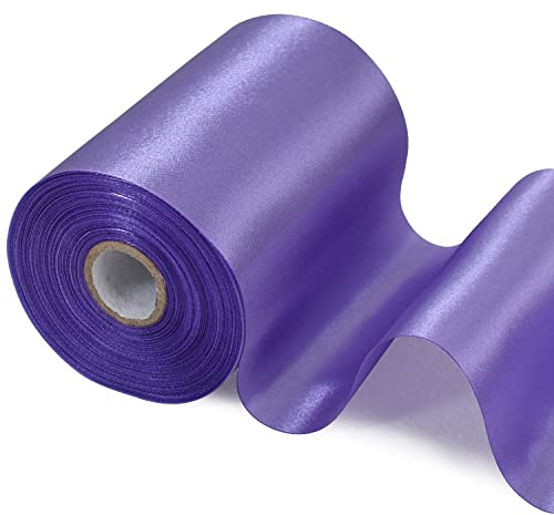 TONIFUL Breit Satinband Farbiges Stoffband für Geschenkband Öffnen des Schleifen Große Öffnung der Bänder Den Stuhl Hochzeit Party Dekoration Valentinstag Weihnachten-Lila 10cm x 20m