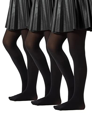 CALZITALY PACK 3 PAIRES Collant pour l’Ecole, Collants Fille en Microfibre, Collant Fille Opaque, de 2 à 14 Ans, Bleu, Noir, Gris, 60 DEN, Made in Italy (12-14 ans, 3 X Noir)
