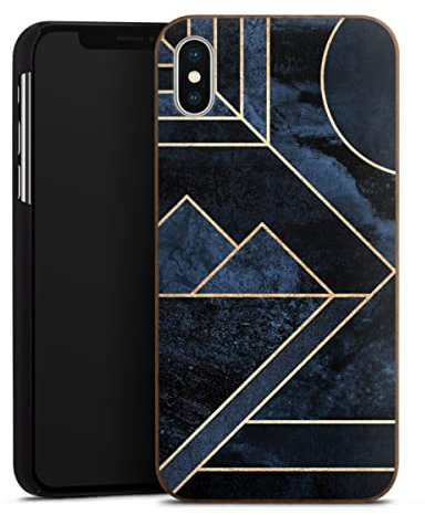DeinDesign Coque en Bois Compatible avec Apple iPhone XS Max Coque en Bois veritable Coque de Protection en Bois Triangles Bronze Or & cuivre