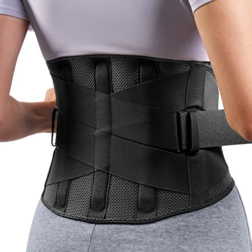 FREETOO Rückenbandage Herren und Damen, Atmungsaktive Rückengurt mit 5 Aufenthalten für Sport, Schwarz, Größe XXL(Taille: 130-165cm)