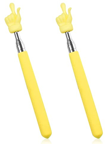 2 Pcs Maestro retráctil Dedo Puntero, Puntero de Mano telescópica Maestro Punteros para el Aula, Extensible Dedo Puntero Puntero Palo Escuela Primaria Kindergarten Maestro Suministros (Amarillo)