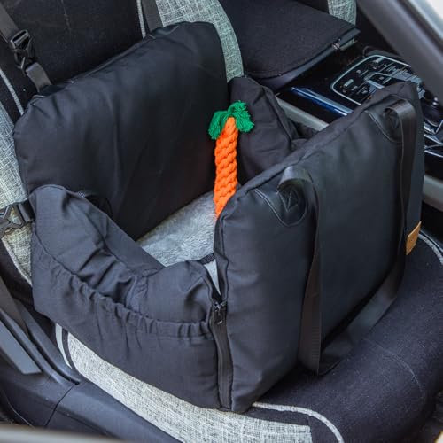 Mxmoonant Hunde Autositz für Kleine Hunde Gewicht weniger als 10kg, Multifunktional Abnehmbar Waschbar, Tasche und Sicherheitsgurt, mit Hundepfotenreiniger und Karotten Spielzeug