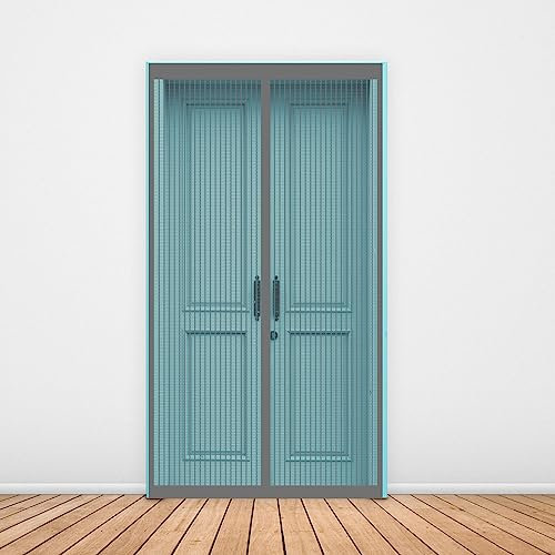 Magnetische Fliegengitter-Tür 80 x 210 cm Fliegengitter Tür Ohne Bohren Magnetische Adsorption Moskitonetz Tür Für Balkontü Terrassentür Fenstertüren Garage, Grau