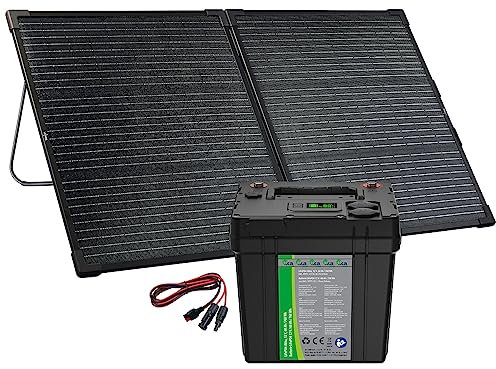 tka Köbele Akkutechnik Solar-Panel mit Akku: Solarstrom-Set: LiFePO4-Akku mit 100-W-Solarpanel, 768 Wh, 12 V DC, PD (Solar Generator Power Stations, Set Wohnmobil)