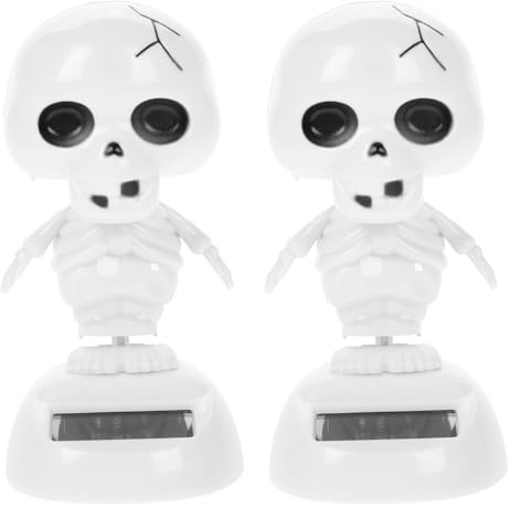 COHEALI 2Pcs Halloween Solar Powered Dancing Skeleton Car Decor Shaking Head Ghost Figures for Outdoor and Indoor Holiday Decoration