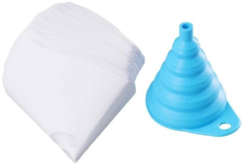 Fudeshe Filtro de pintura, cono de embudo de silicona, 100 embudos de papel pequeños + 1 embudo de silicona, filtro de pintura, filtro de resina para pintura en aerosol automotriz, pistolas de