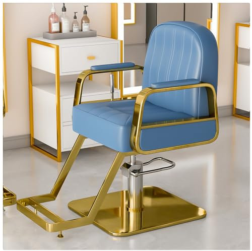 IBOWZ Friseurstuhl Friseursessel Friseurstühle, hydraulischer Styling-Salonstuhl mit klassischem Formdesign für Friseurinnen, Damen und Herren für Friseur-Spa-Ausrüstung, Blau