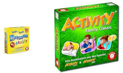 Piatnik PIA06053 Tick Tack Bumm Family 6053 & 6050 Activity - Family Classic Der Spieleklassiker als Familien Version Junior und Originalkarten Ab 8 Jahren Für 3 bis 16 Spieler Pantomime