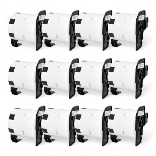 12 Rollen DK-11209 Adress-Etiketten (29mm x 62mm, 800 Stk pro Rolle) Schwarz auf Weiß, Kompatibel mit Brother QL-Druckern, Thermopapier für klare Bilder und Barcodes
