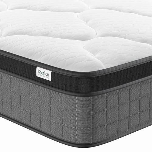 koorlian 3FT Single Mattress, 10inch Hybrid Pocket Sprung Single Bed for Pressure Relief, Motion Isolation, Medium Firm Mattress in a Box, Grey