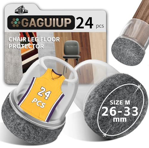 24 pezzi tappi di protezione per gambe della sedia, colore nero, con feltro, feltrini scorrevoli, tappi di protezione in silicone per gambe inclinate, 3,18 cm, per sedie con protezioni gambe