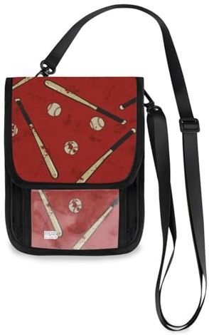 Mnsruu Cartera de viaje con patrón de béisbol en estilo retro, soporte para pasaporte, tarjeta de crédito, bolsa para gadgets, bolsa cruzada, unisex, cartera de viaje con correa ajustable, #01, Talla