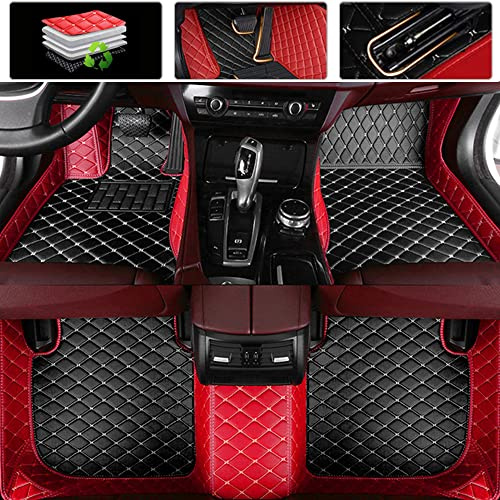 Jialuode Anpassen Auto Fußmatten für Toyota Avalon Avensis Auris Crown RAV4 Mark X Premio Prius Previa Leder Bodenbeläge Allwetter-Autoteppich Schwarz mit Rot