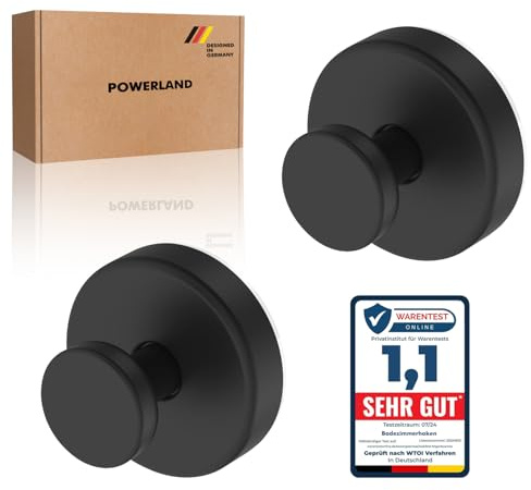 powerland Perchas Adhesivas, Colgador Toalla BañO Adhesivo impermeable de acero inoxidable sin perforación, hasta 8 libras de peso, cocina, vidrio, espejo, toalla colgante de azulejos, túnica