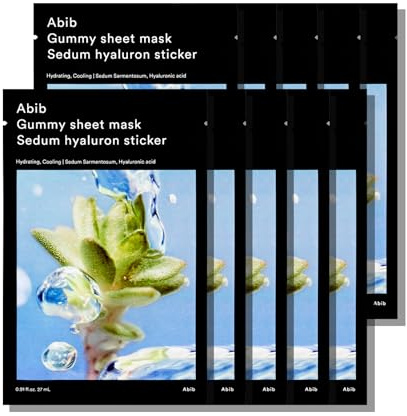 Abib Mascarilla Facial Hidratante Con Ácido Hialurónico Y Sedum, Efecto Refrescante Y Calmante De 10 Minutos (10 Láminas)