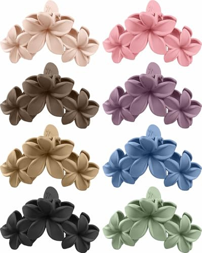 PROPOG Flower Hårklämma Stor 8 delar, Hårklämma Blomma för tjockt tunt hår Halkfri blomma Hårklämma Dam Eleganta hårtillbehör för kvinnor Flickor
