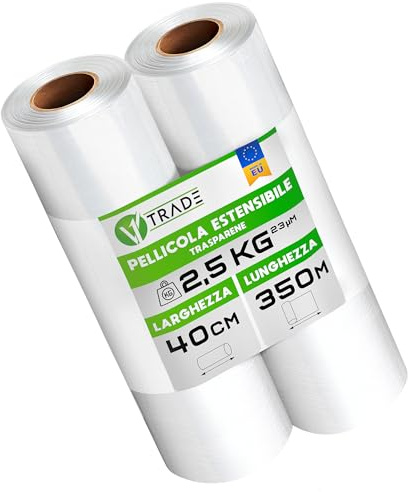 V1 Trade 2 x genomskinlig stretchfolie – film för möbler – handflyttfolie 350 m x 40 cm – stretchfolierulle transparent film 23 my – förpackningsfolie på rulle – omslagsfolie – flyttfolie stretch 250